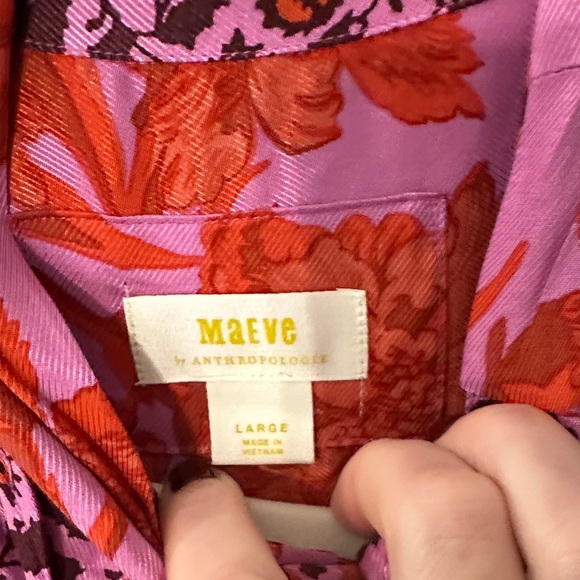 Maeve Pink and Red Long Sleeve Dress - Picture 2 of 9